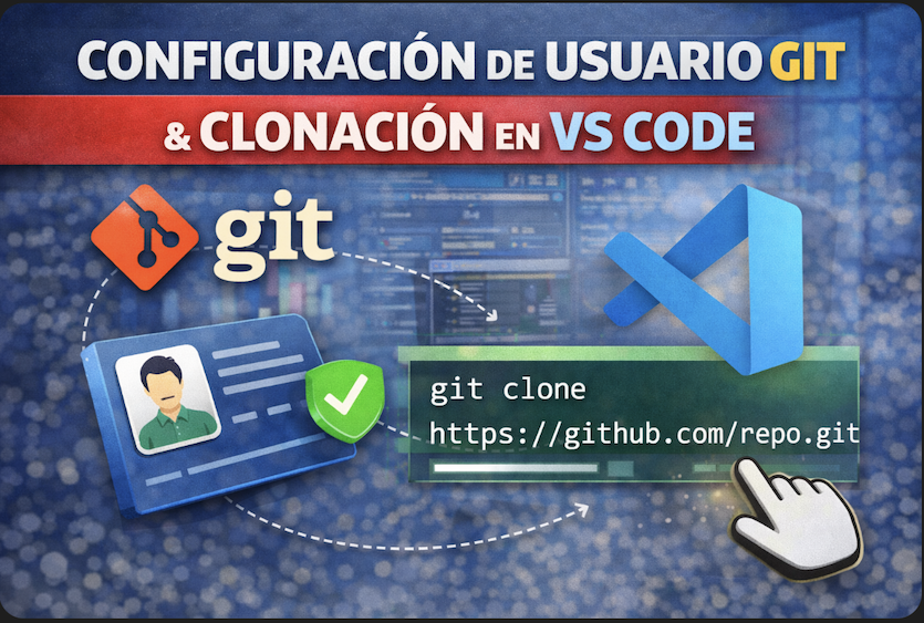 Configuración de usuario Git y clonación en VS Code